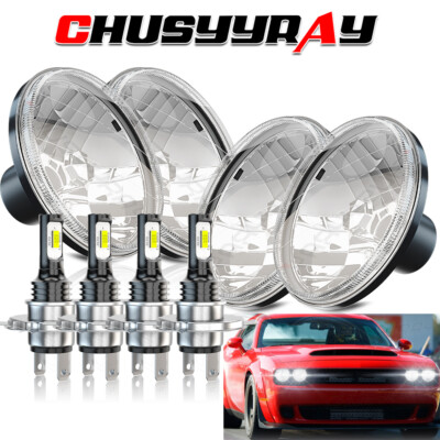 4Pc 5 3/4'' 5.75 INCH Round LED Headlights HI/LO Beam For Datsun 620 Pickup 72-74