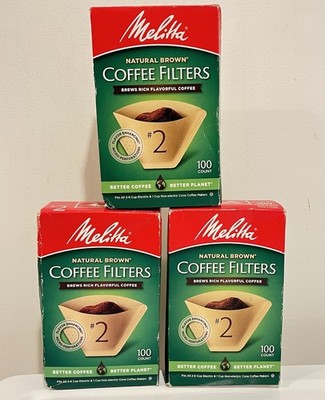 3 PACK - Melitta #2 Natural Brown Cone Coffee Filters 100 Count Each/300 Total!