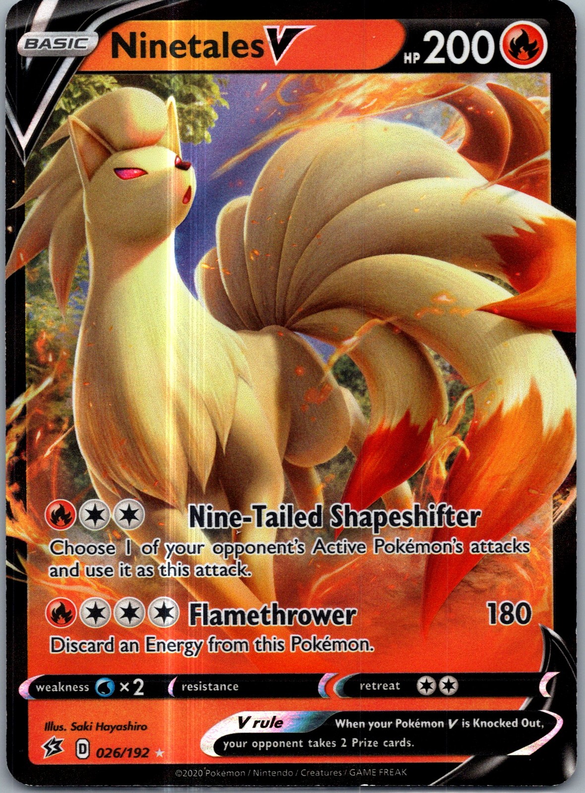 Ninetales V Ultra Rare SWSH02: Rebel Clash 026/192 NM