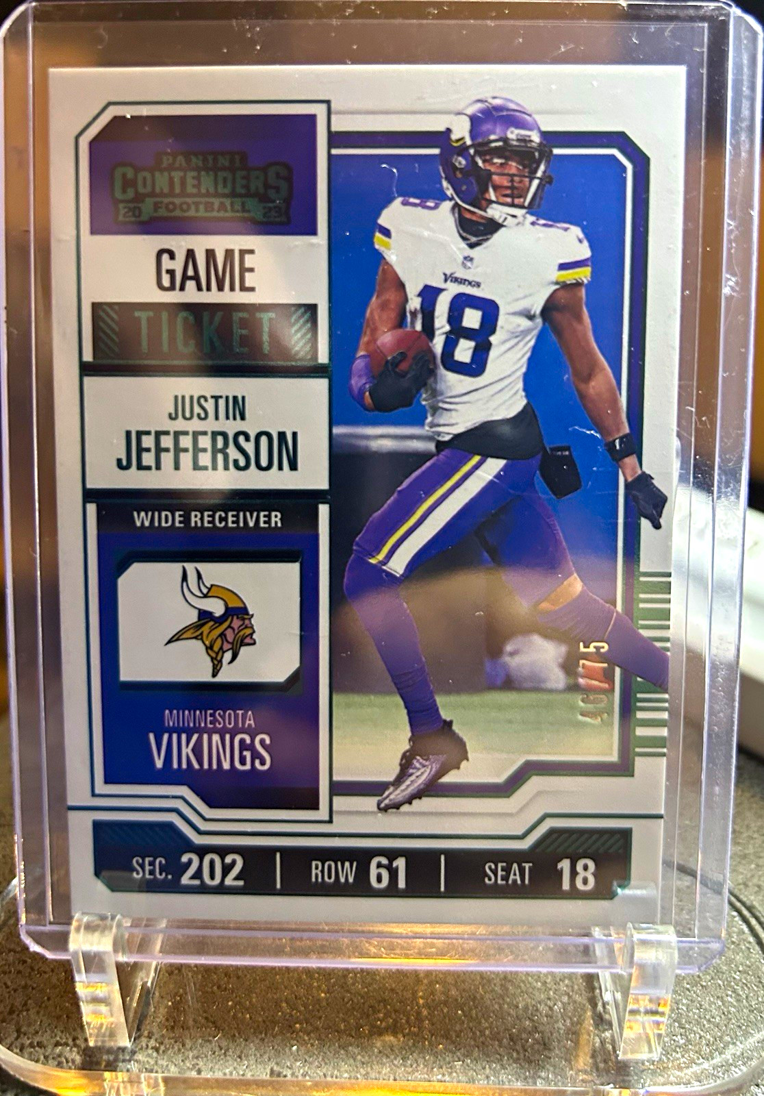 2023 Panini Contenders Justin Jefferson Game Ticket #67 /75 Vikings 46/75