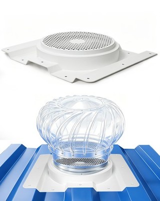 12 Inch Roof Turbine Vent Adapter, Fits 3.5'' Corrugated Roof Ribs, for Shippi...