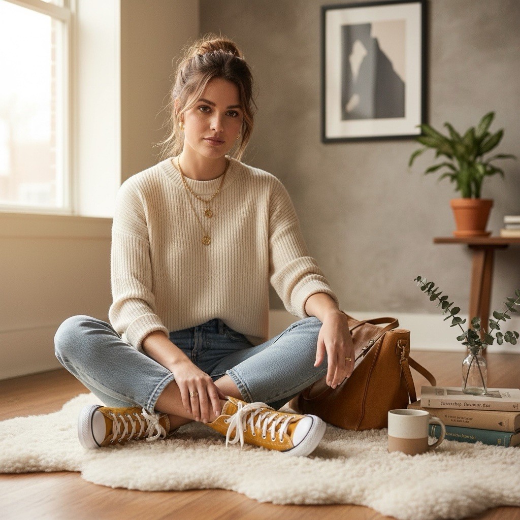 Carefully Chosen ❤️ mustard yellow Converse high tops Size W 11.5/M 9.5 thumbnail 2