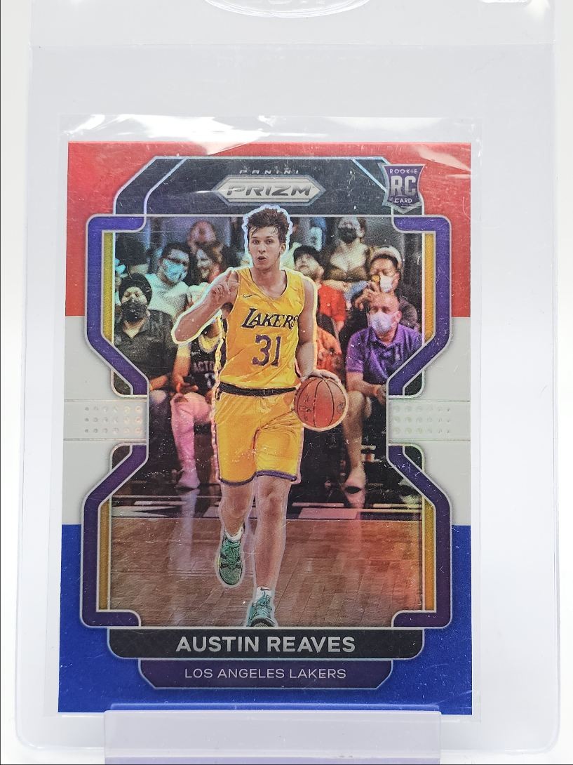 AUSTIN REAVES 2021-22 PANINI PRIZM ROOKIE RED WHITE BLUE LAKERS RC Q5754