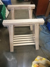 Mittback TRESTLE TABLE (2)  Adst Tilt & Height Wooden Stand Legs + Shelf Birch