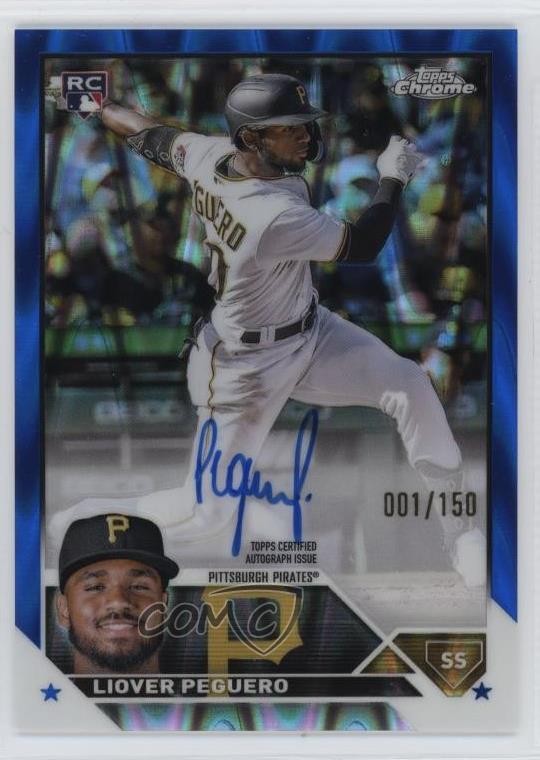 2023 Topps Chrome Rookie Blue RayWave Refractor 1/150 Liover Peguero Auto RC oh8