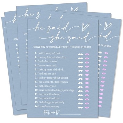 Fun Bridal Shower Games   He Said She Said Game with Fun Bride and Groom Triv...