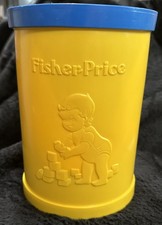 Vintage 1977 Fisher Price Baby's First Blocks Shape Sorter Bucket With 9 Shapes