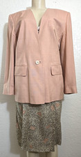 VTG Anne Klein II 2 Piece 100 Silk Blazer Skirt Shoulder Pads Floral Skirt