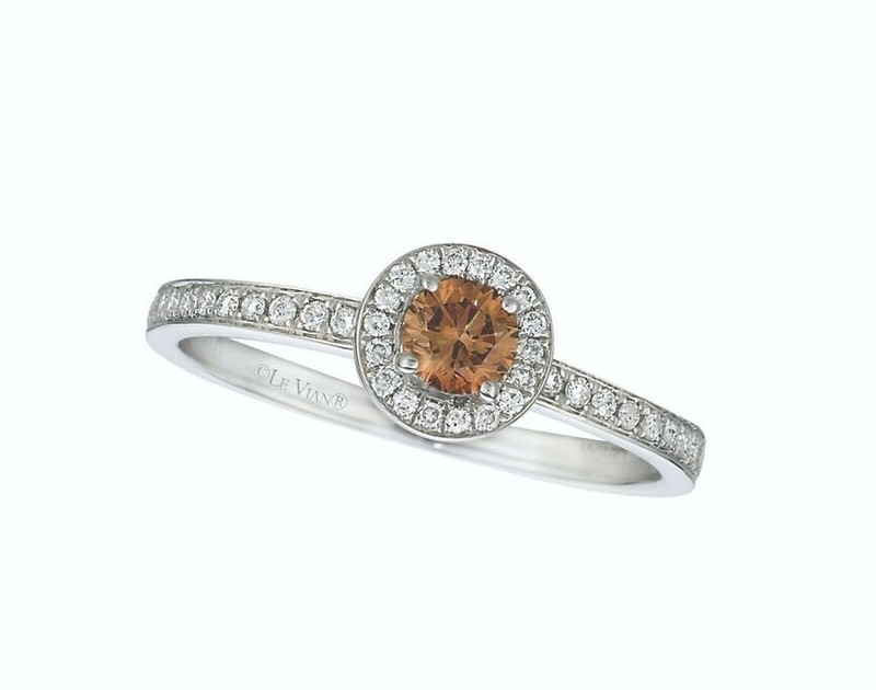 Le Vian 14K White Gold Statement Ring for Women Chocolate Vanilla Diamond Size 7