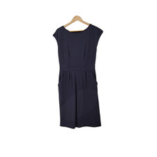 Quince Women Ultra-Stretch Ponte Cap Sleeve Dress Navy Basic Sleeved M