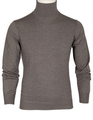  SOBS Brown Beige Extra Fine Merino Wool Roll Neck Jumper