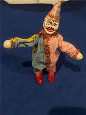 SCHOENHUT HUMPTY DUMPTY CIRCUS - 8 1/2" CLOWN Pink/Blue/Yellow Outfit - NICE