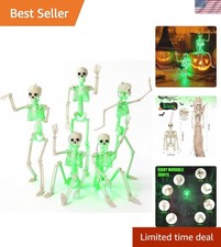 16" Light Up Skeleton Halloween Decorations,5 Pack Posable Full Body Skeleton...