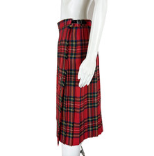 PITLOCHRY Kilt Skirt Wool Red Tartan Plaid Made in Scotland 12 fits US 4 NTSF