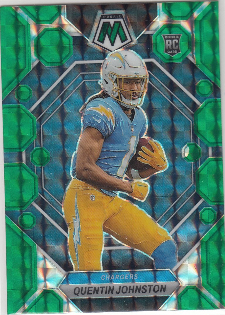 2023 Panini Mosaic Parallel Mosaic Green QUENTIN JOHNSTON RC #356 Chargers