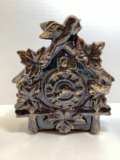 Vintage Brown and Gold Cuckoo Clock Wall or Tabletop Pocket By Relpo Japan