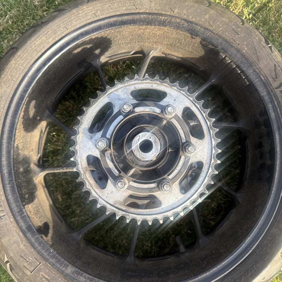 2015 - 2017 YAMAHA FZ07 OEM Black Front Rear Rim Wheel Wheels Rotors Straight - Image 2 of 4