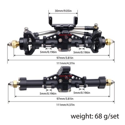 Front & Rear Axles with Servo Mount &Linkage Rod for 1/24 SCX24 RC Car Parts