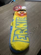 New 15" Adult Bert  Ernie Yellow  Blue Sherpa Socks Sesame Street Tread Bottom