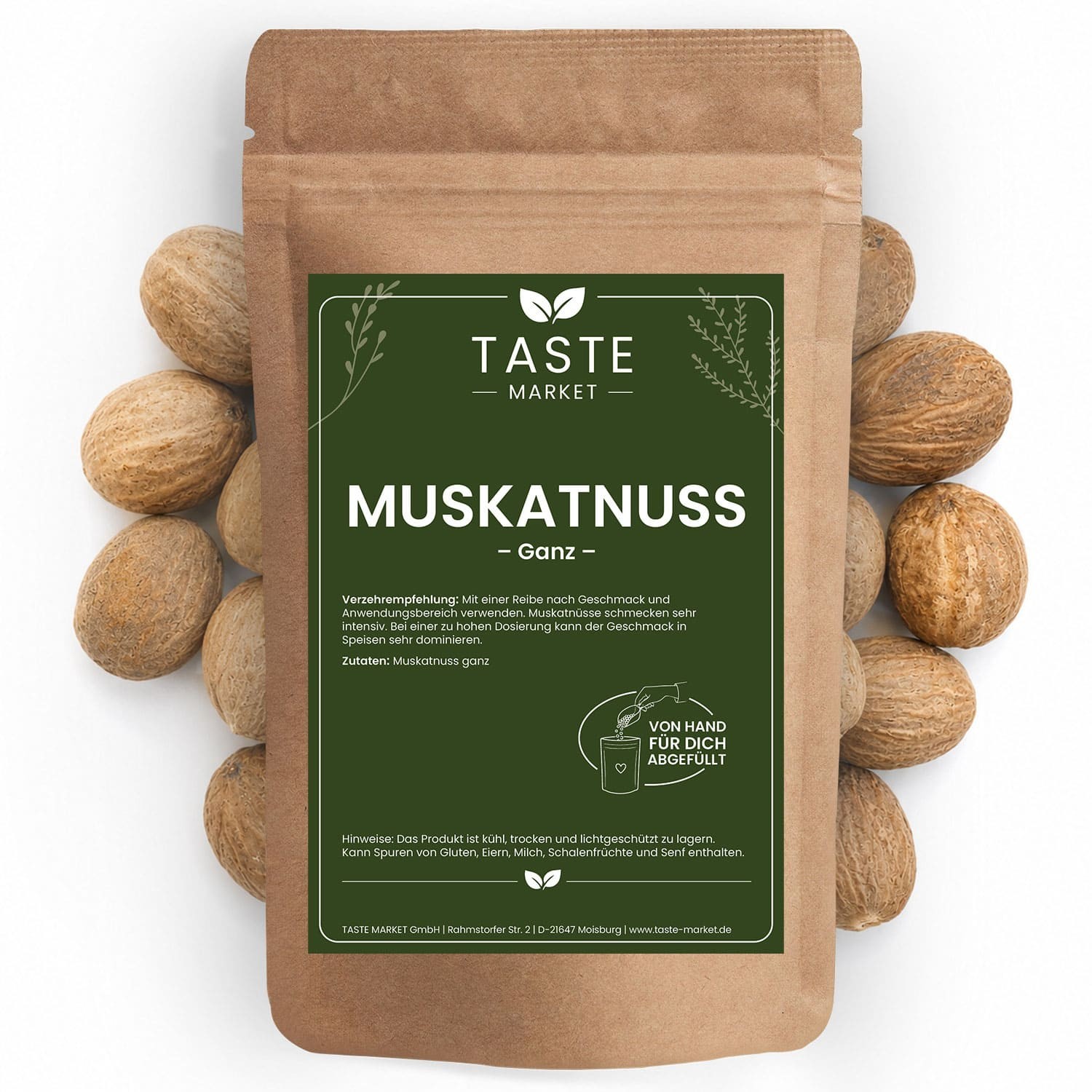 Muskatnüsse ganz | Muskatnuss | Muskat Nuss 80/85 er | Gewürz | Taste Market