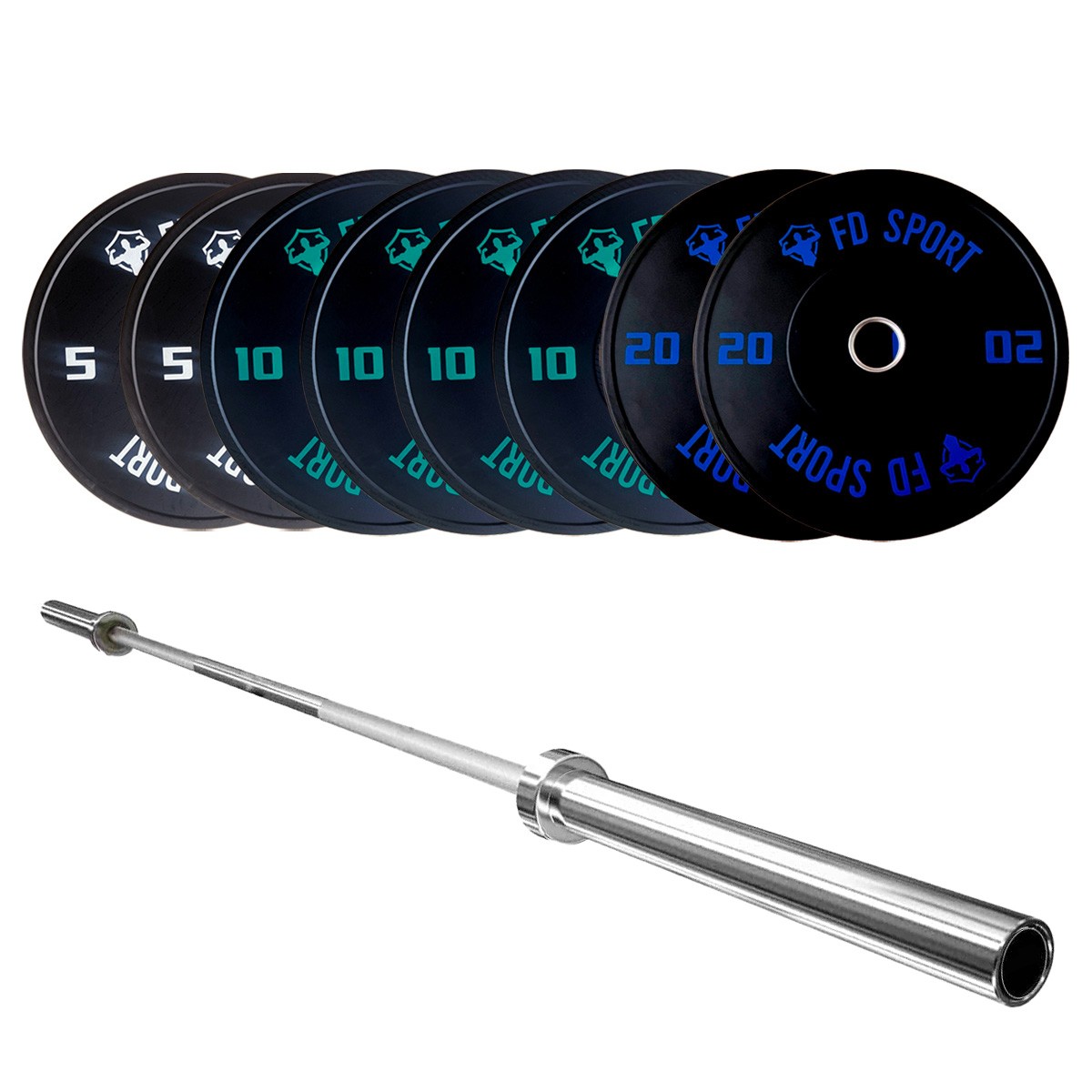 Kit De Barra Olímpica 220Cm Y 90Kg Discos Bumper ConØ50Mm FD Sport