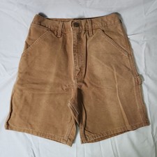 Carhartt B25 Duck Canvas Utility Work Shorts Leather Patch Men's 31 Brown VTG