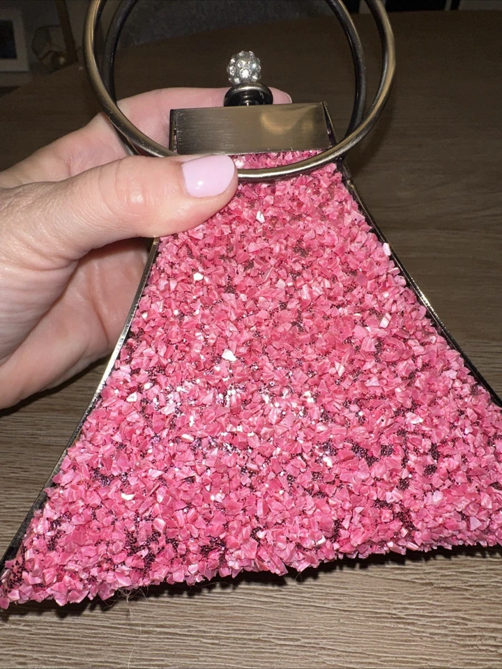 Bolso Cartera Vintage Rosa y Cromo - Parece Pop Rocks - ¡Divertido! Foto 3 de 4