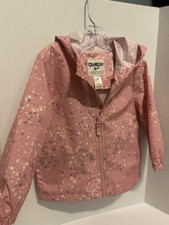 OshKosh B'gosh Pink Heart Print Hooded Jacket Girls 3T Polyester