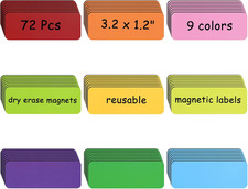 72 Pcs Dry Erase Magnetic Labels, 3.2X1.2 Magnets Name Tags Label Stickers for W