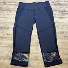 Calla By Carrie Underwood Leggings Women Blue Mid Rise Cropped Stretch Size M