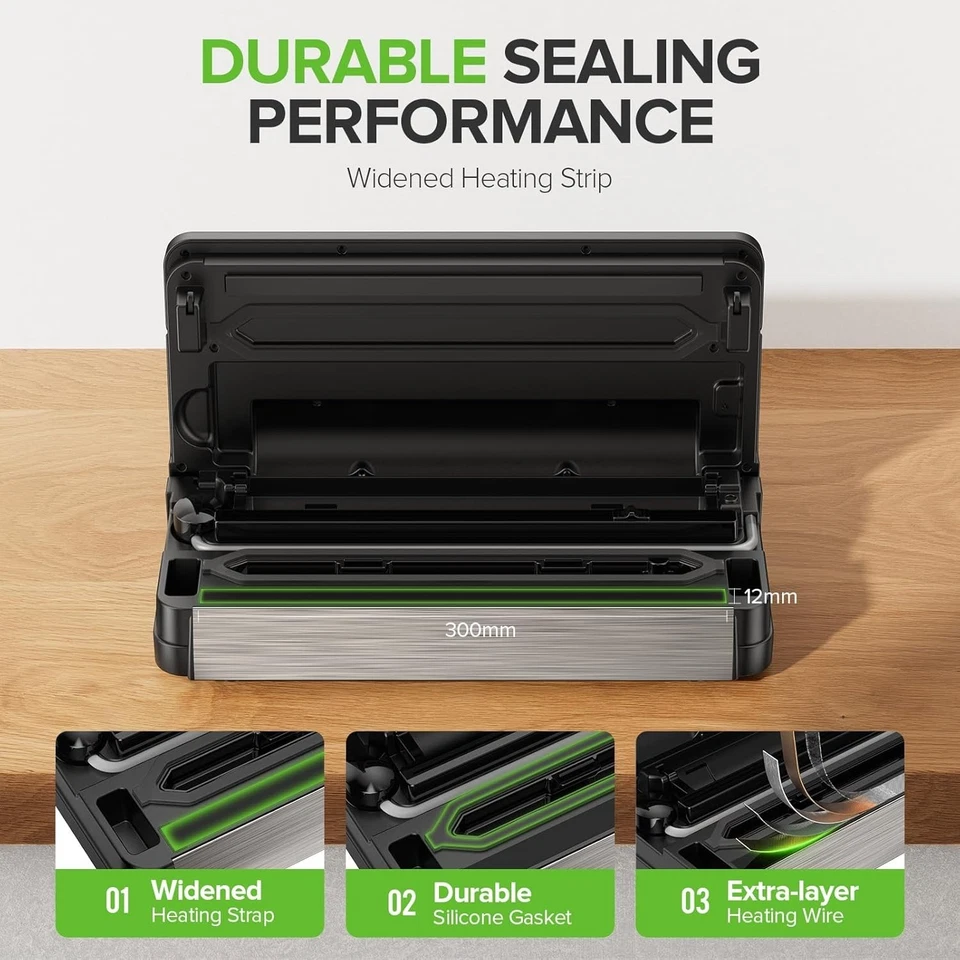 Máquina Selladora al Vacío 95kPa, Selladora de Alimentos Completamente Automática, Pantalla Táctil, 10 en 1 Foto 4 de 4