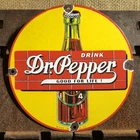 VINTAGE DRINK DR PEPPER 10” PORCELAIN COLA SODA POP SIGN
