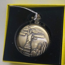 149 Invicta Bronze Statue of Liberty Pocket Watch with Chain, Original Box