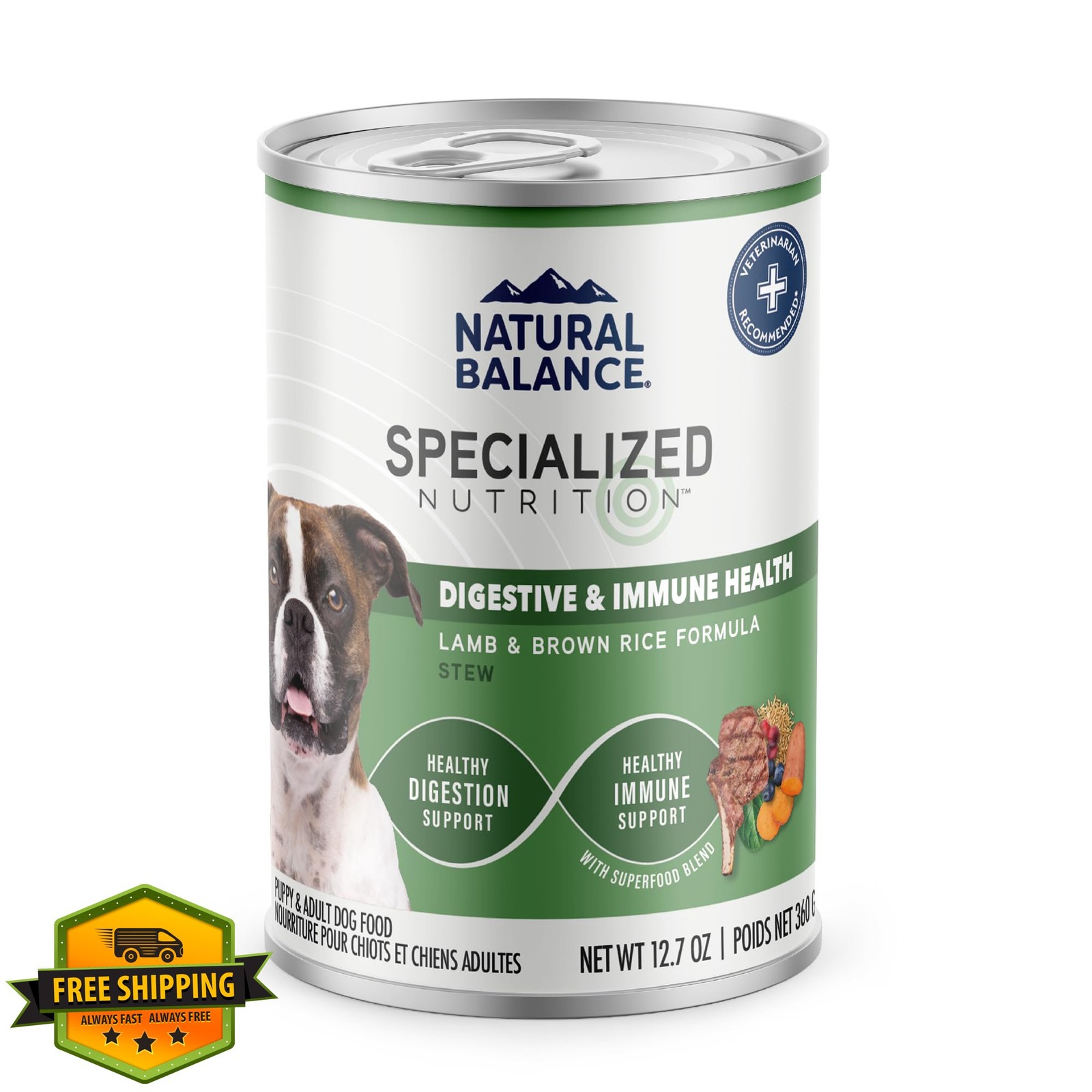 Natural Balance Lamb Brown Rice Wet Dog Food Stew 12.7oz Case 12