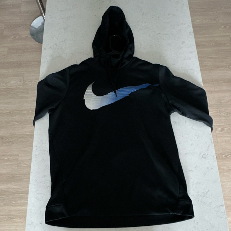 Nike Black Fleece Pullover Hoodie Men’s XL Graphic Print Swoosh Logo Drawstring