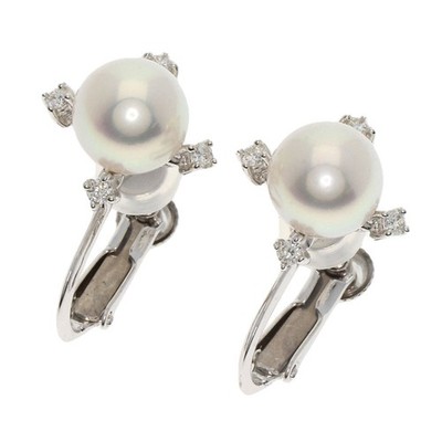 TASAKI Perle Perle Diamant Ohrring K18 Weißgold K14WG Damen [gebraucht]