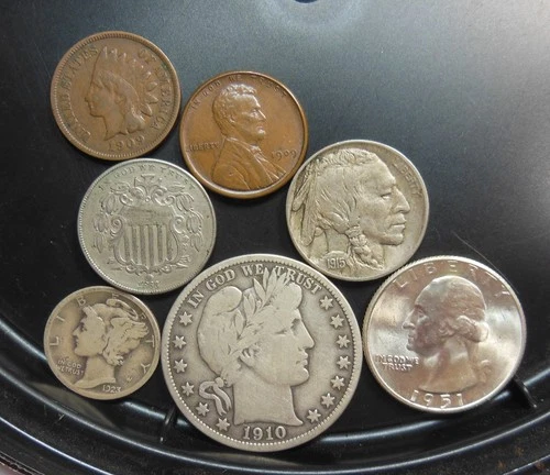 7 EXTREMELY NICE TYPE COINS.  1910 HALF, CHOICE BU 1951-S 25C,  SEE LIST BELOW