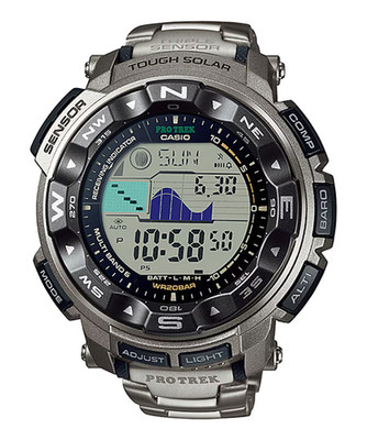 Casio Pro Trek Triple Sensor Solar Atomic Titanium Watch w/ Moon Data PRW2500T-7