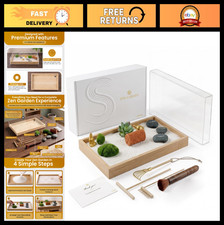 Large Zen Garden Kit 13"x8.2" - Desk Decor With Bamboo Sand Tray & Rake