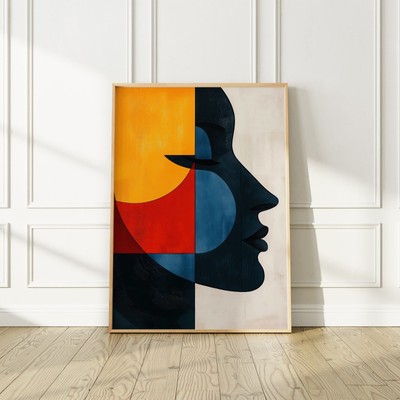 Vibrant Abstract Woman Profile Face Art Print, Printed on Premium Matte Paper