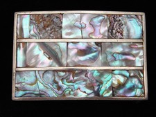 QI03153 VINTAGE 1970s  ABALONE SHELL  SOUTHWESTERN DESIGN ART BELT BUCKLE