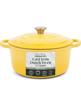 Larder & Vine Enameled Cast Iron Dutch Oven | 5.7qt Dutch Oven Pot with Lid