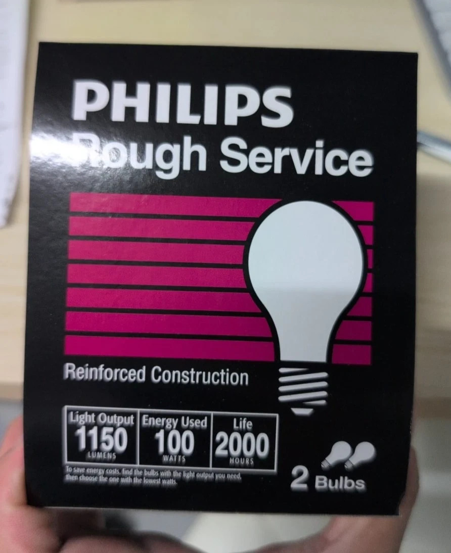 100W A19 Medium Base Frosted Rough Service Light Bulbs (PACK 2 ) - FREE SHIPPING