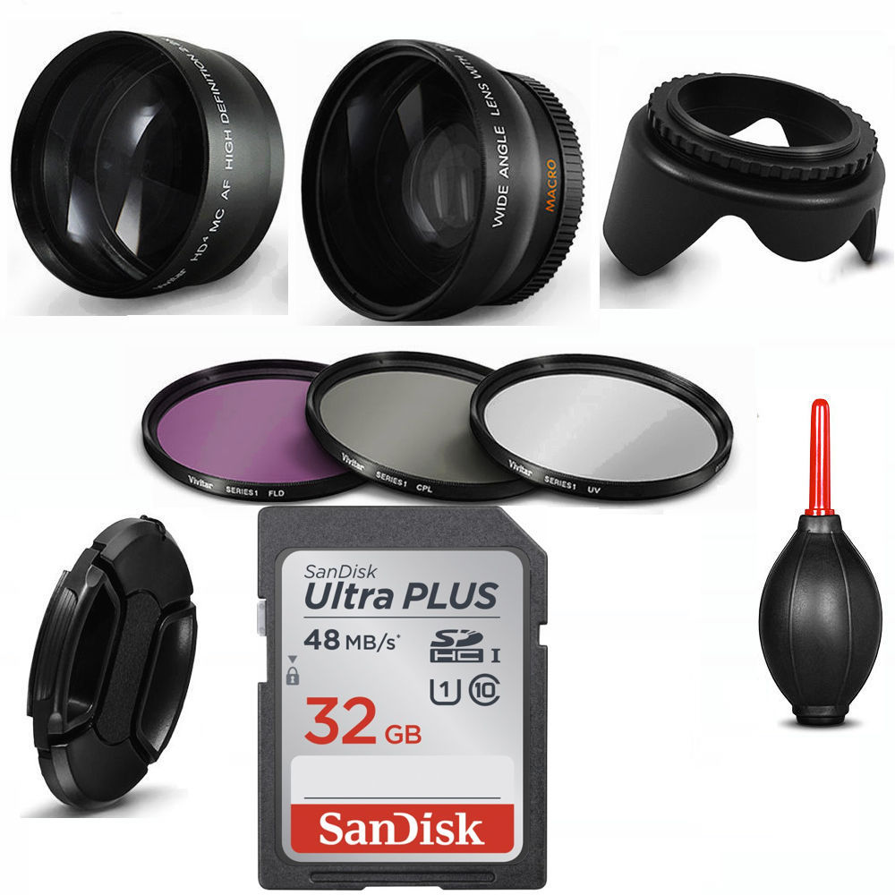 Wide Angle+ Telephoto Lens Accessories 32GB for NIKON D5200