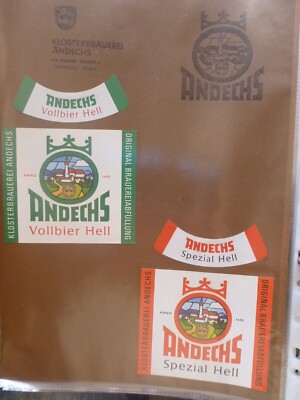 ORIGINAL KLOSTERBRAUEREI ANDECHS 2X DIFFERENT WEST GERMAN BEER LABELS