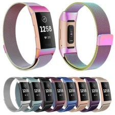 for Fitbit Charge 4 3 Milanese Loop Stainless Magnetic Wristband Strap Band