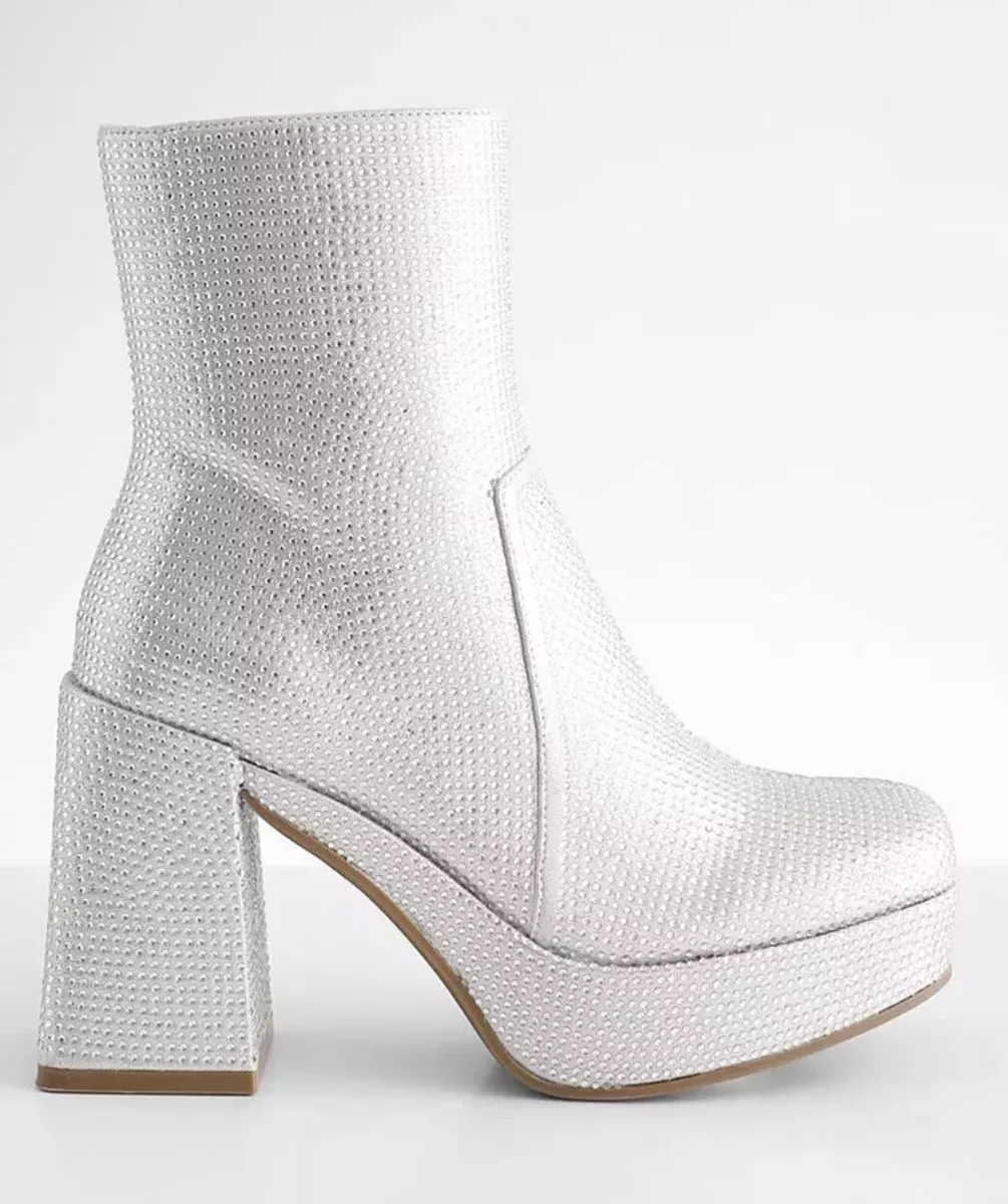 Silver top platform booties