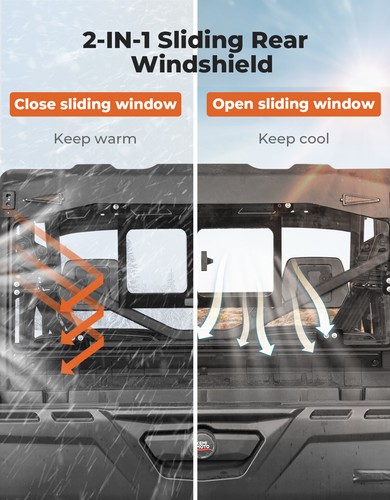 BID Glass Rear Windshield Vented Window for 16-25 CanAm Defender HD5/HD8/HD10Max - Picture 5 of 11