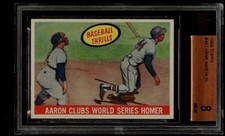 1959 TOPPS #467 HANK AARON CLUBS WORLD SERIES HOMER BVG 8 NM-MT MILWAUKEE BRAVES