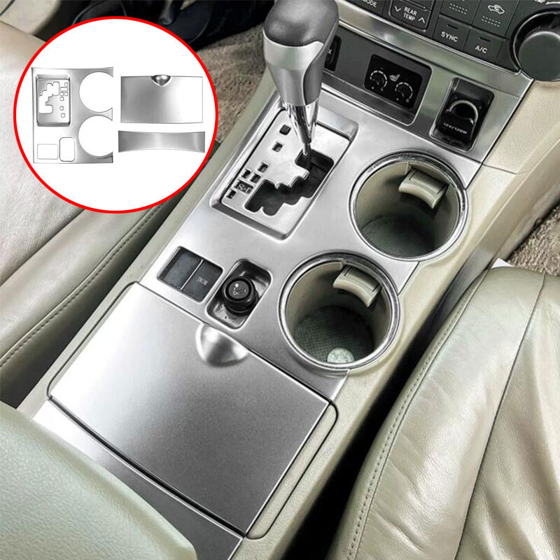Steel Central Console Gear Shift Panel Trim Silver For Toyota